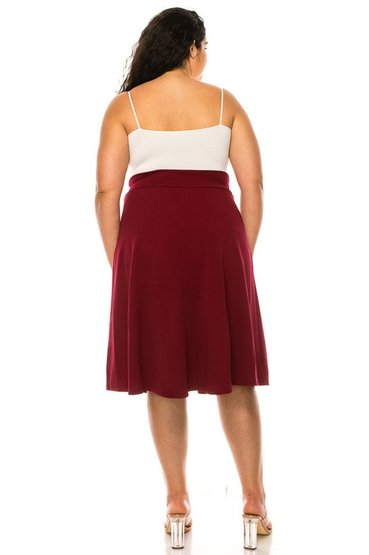 Solid A-line Knee Length Skirt | Plus Size Solid A-line Knee Length Skirt | Plus Size Skirt The Shop Room