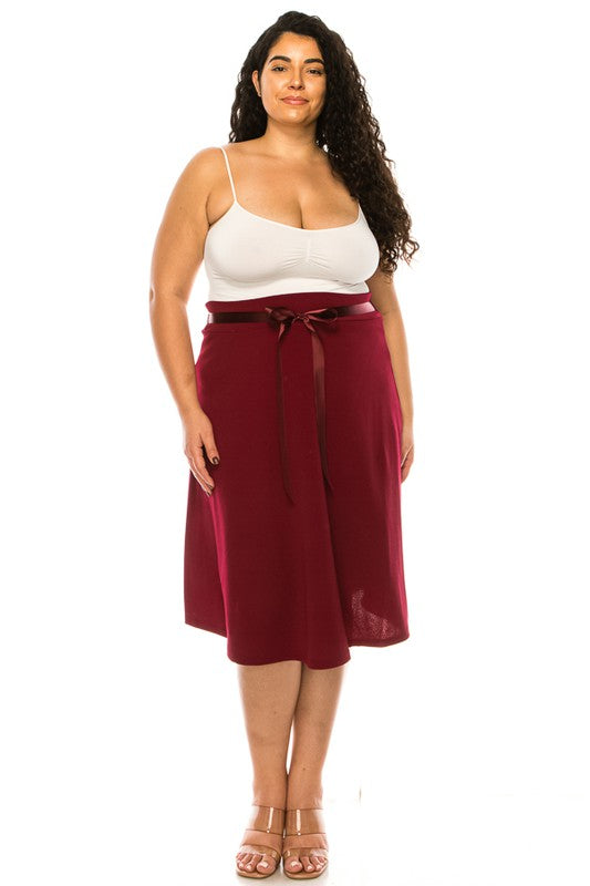 Solid A-line Knee Length Skirt | Plus Size Solid A-line Knee Length Skirt | Plus Size Skirt The Shop Room