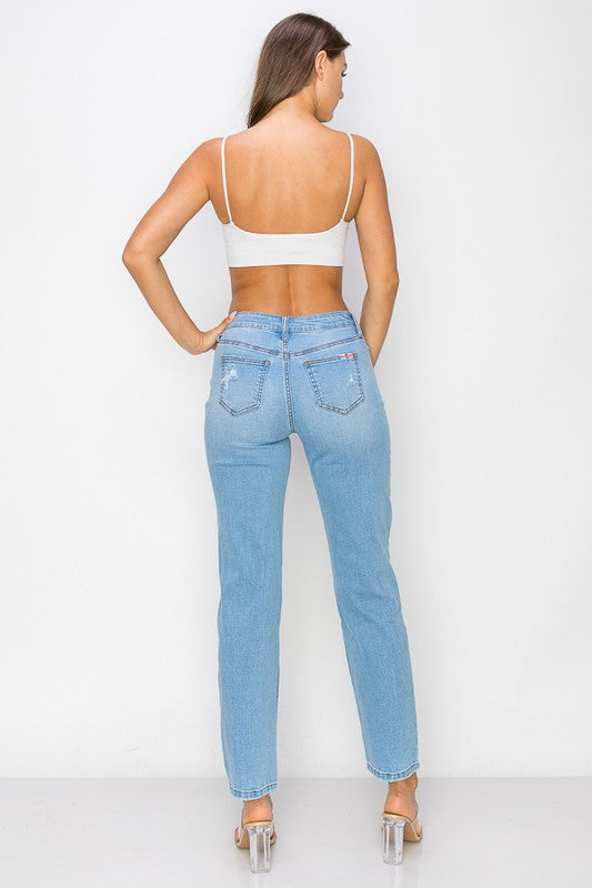 High Rise Stretch Straight Leg Jeans | The Shop Room